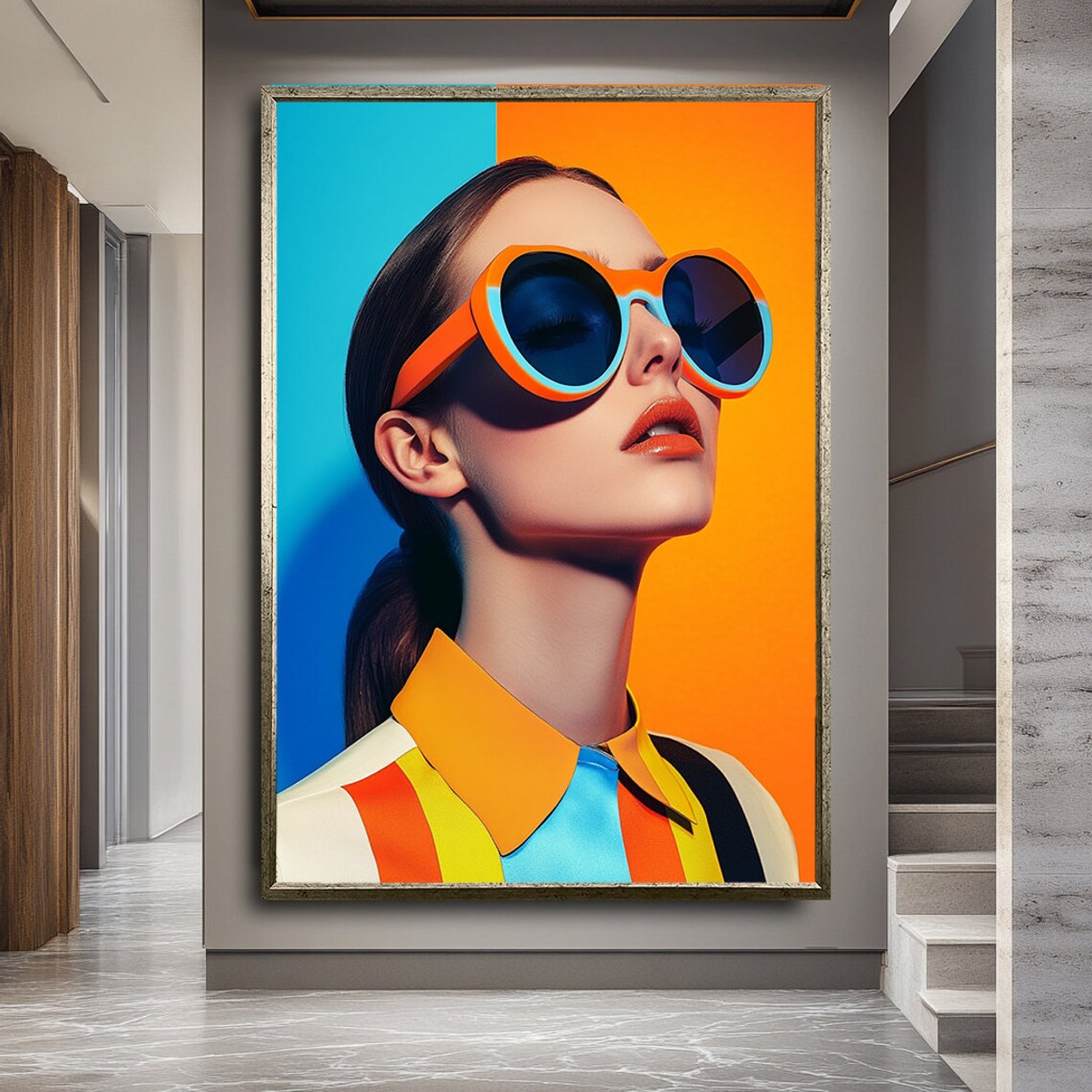 Pop Art Woman With Oversized Orange Sunglasses Bold Retro Fashion Wall Poster - Image 4