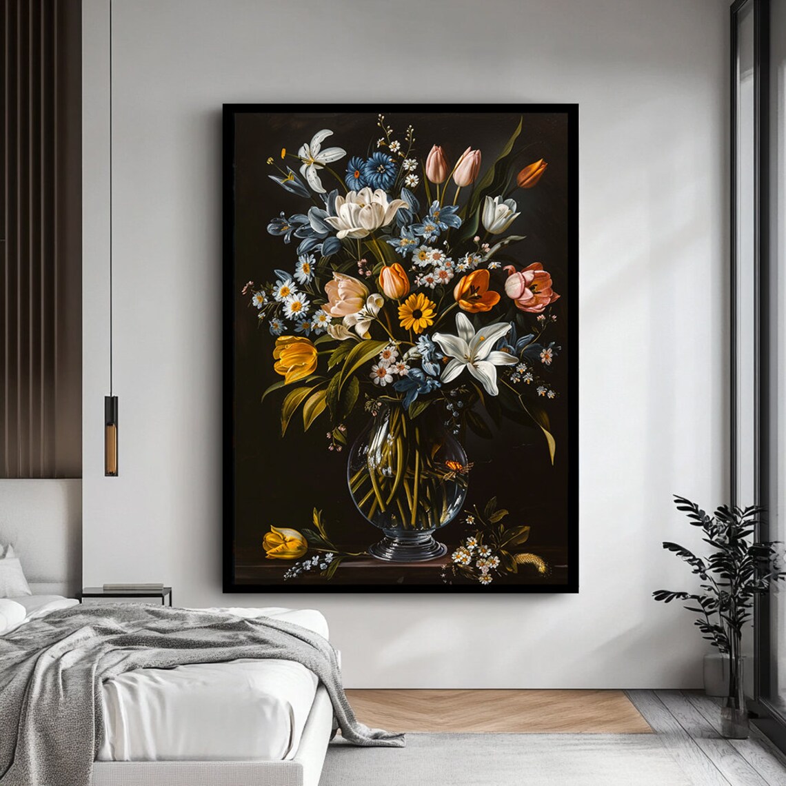 Flowers In a Vase Art Print, Botanical Floral Art - Image 4