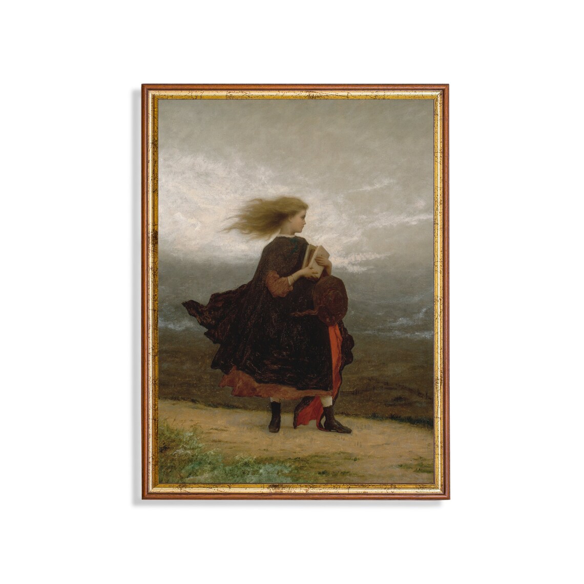 Girl Child Portrait, Vintage Oil Painting Art Print