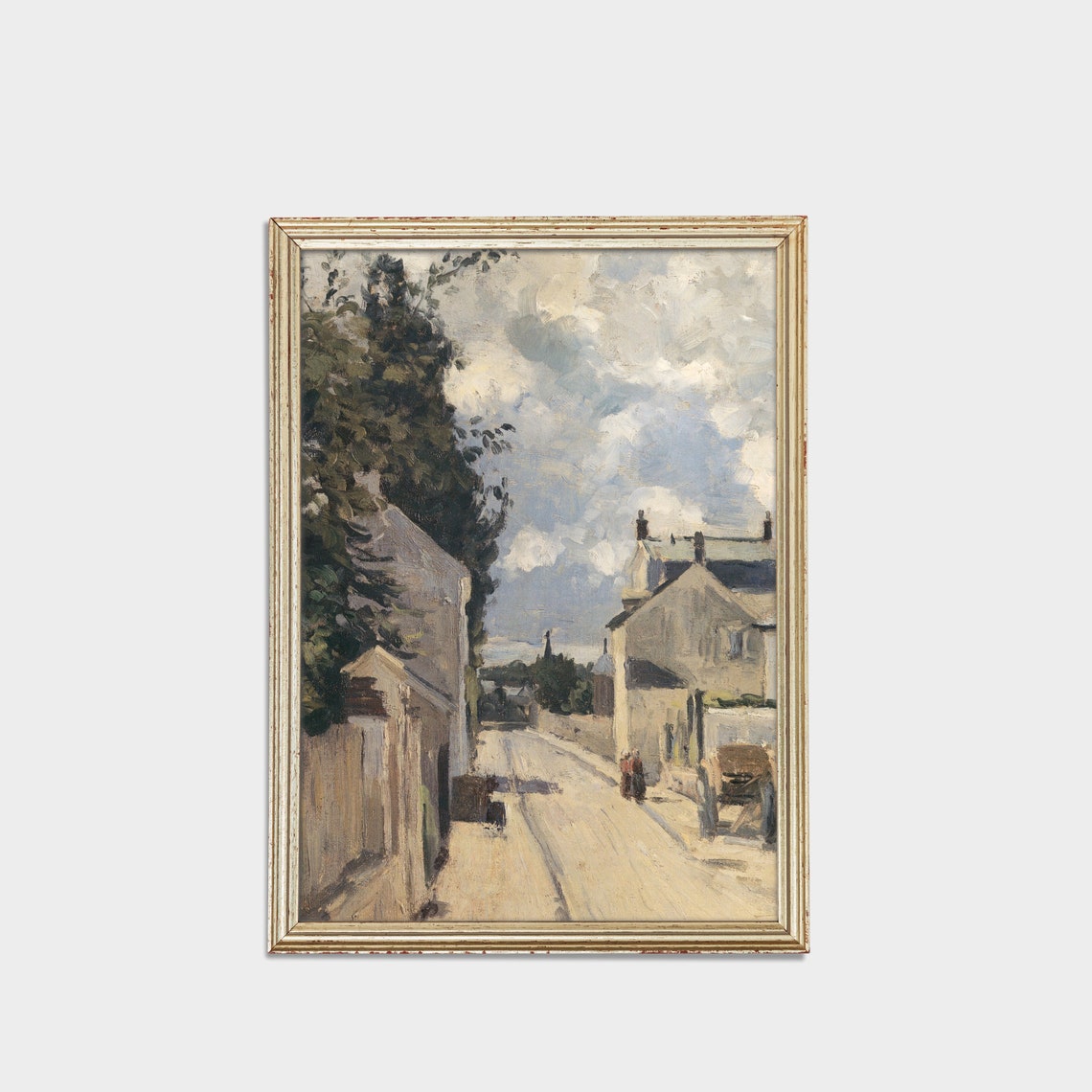 Sunlit Village Street With Houses Impressionist French Scene Poster - Image 2