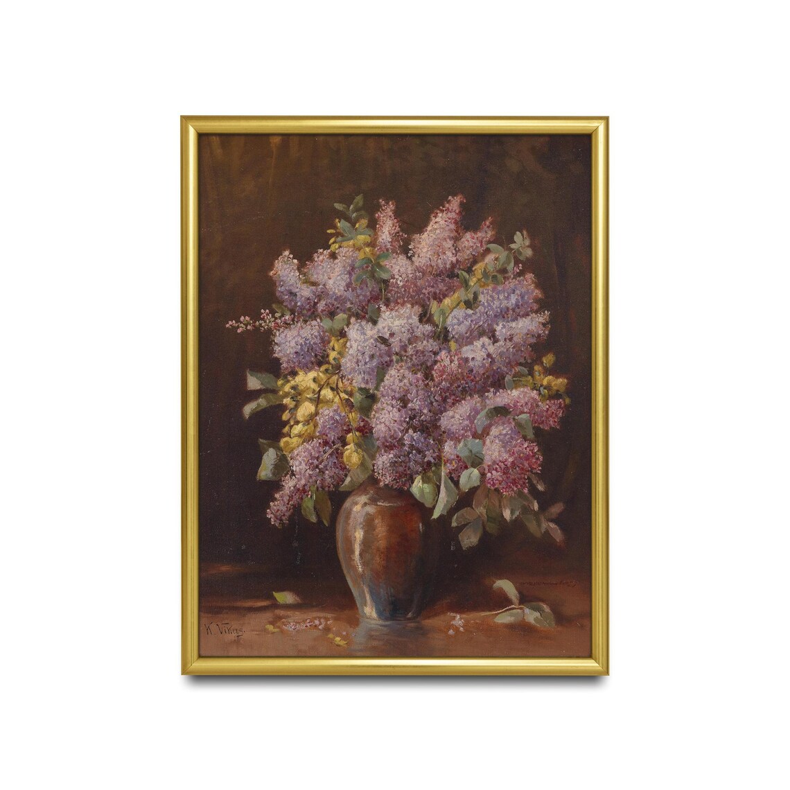 Vintage Floral Still Life With Bouquet Vase Art Print - Image 2