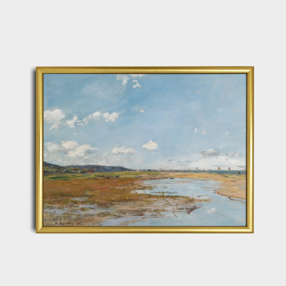 Impressionist Coastal Tidal Inlet Seascape with Sailboats Print - Image 2