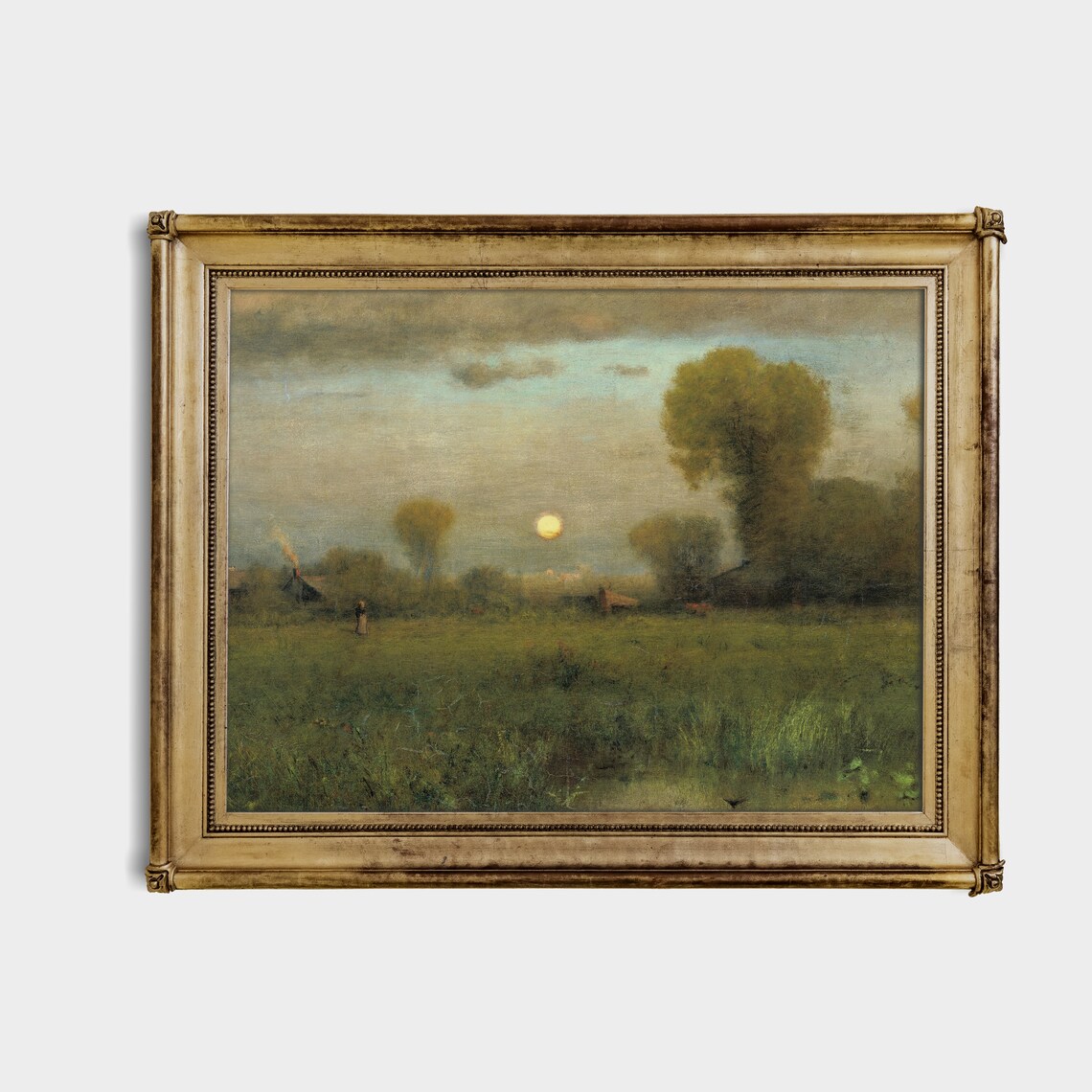 Vintage Country Landscape With Moon Art Print - Image 2