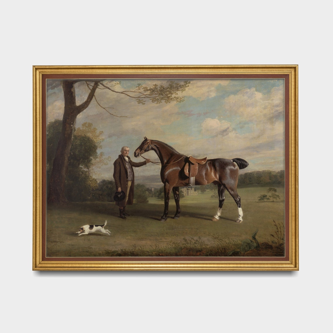 Antique English Gentleman With Saddled Bay Horse and Terrier Poster - Image 5