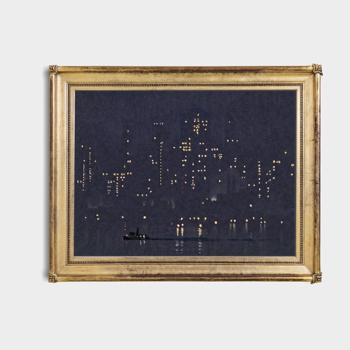 Manhattan Vintage Cityscape Night Lights Art Print - Image 4