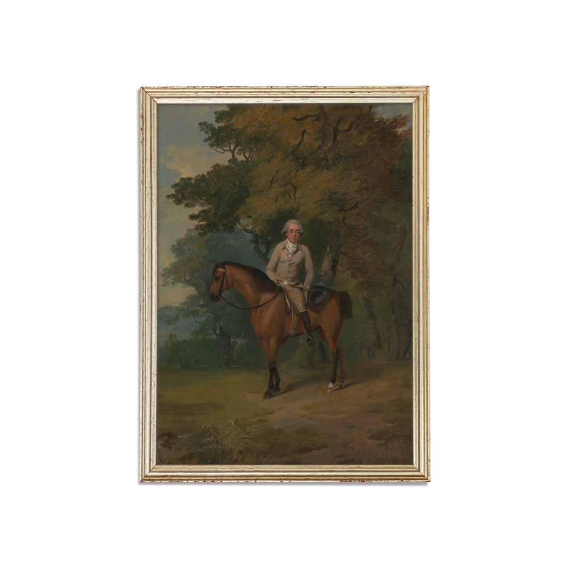 Gentleman on Bay Horse in Park Vintage Equestrian Portrait Poster - Image 2