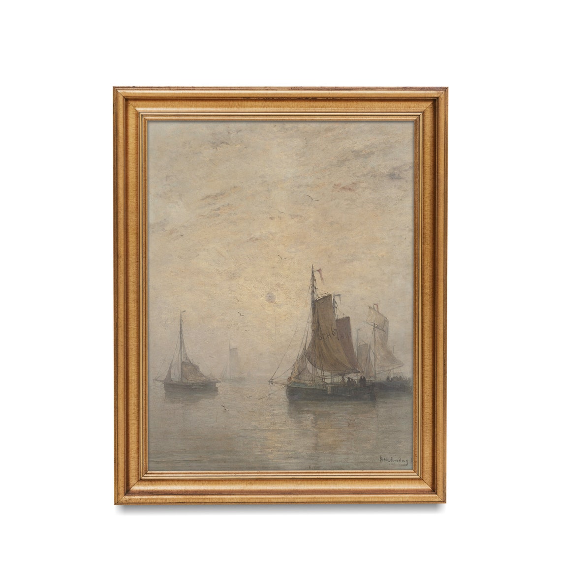 Sailing Ships in Mist Vintage Maritime Seascape Antique Style Poster - Image 3
