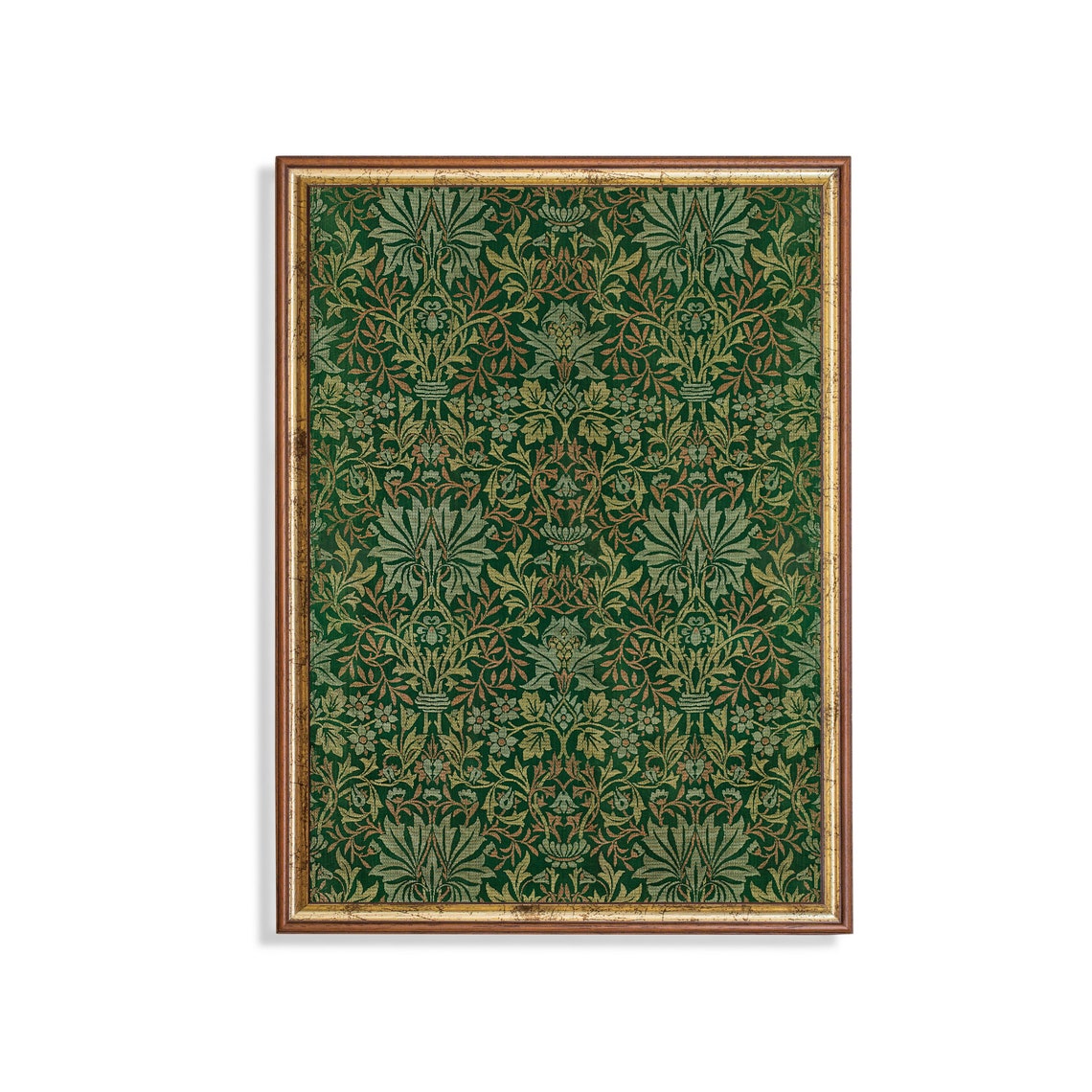 Green Botanical Damask Vintage Textile Pattern Tapestry Poster
