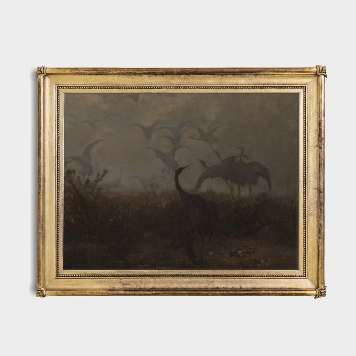 Mailed Print Vintage Birds Painting Antique Cranes Artwork Birds Lover Gift Moody Rustic Cranes Print Printed And Shipped - Image 4