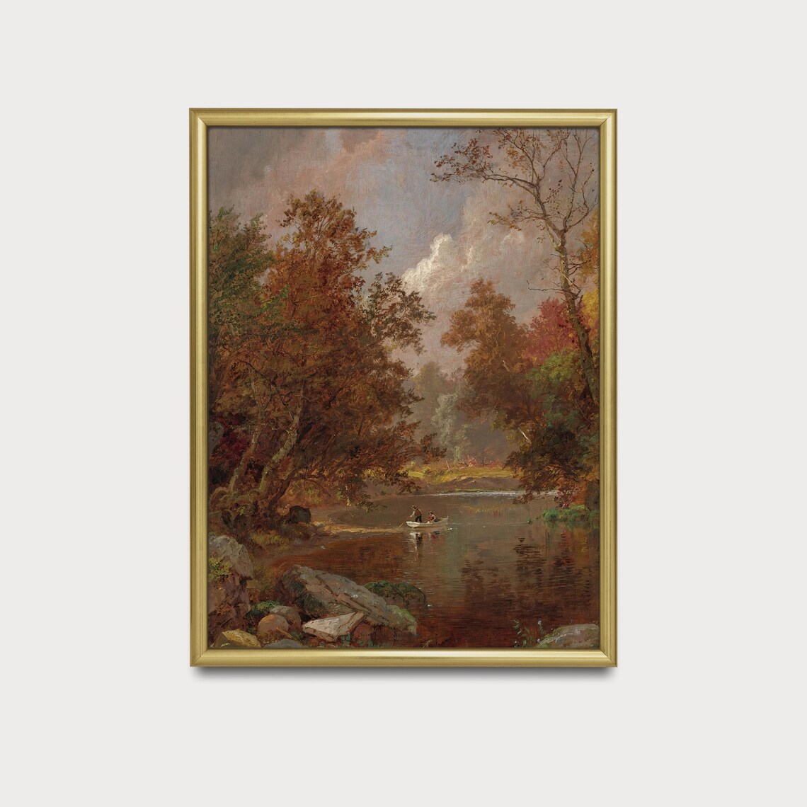 Vintage Autumn Riverscape Art Print, Rustic Landscape - Image 3
