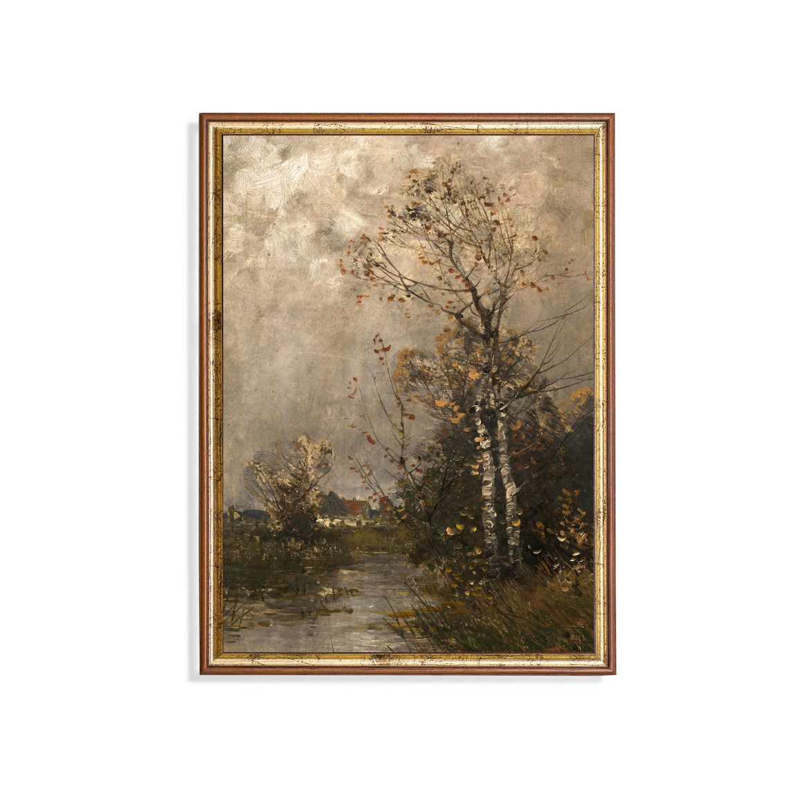 Vintage Autumn Landscape Oil Painting Art Print