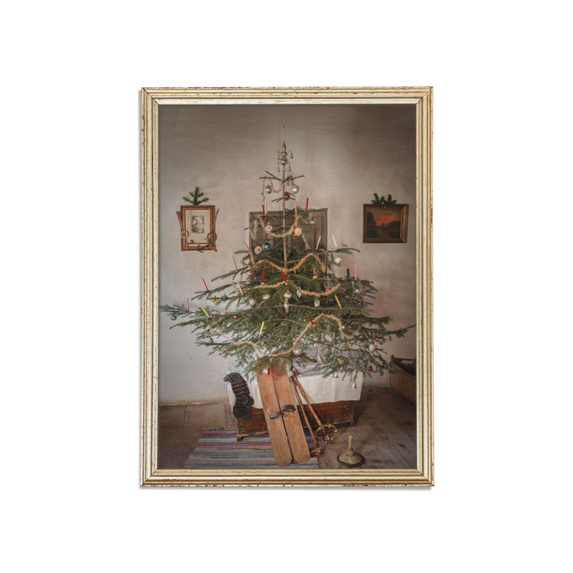 Vintage Christmas Tree Candles Antique Ornaments Old Room Art Poster - Image 3