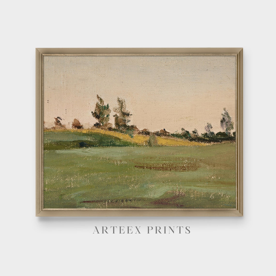 Quiet Green Meadow with Sparse Trees Minimalist Landscape Poster - Image 4