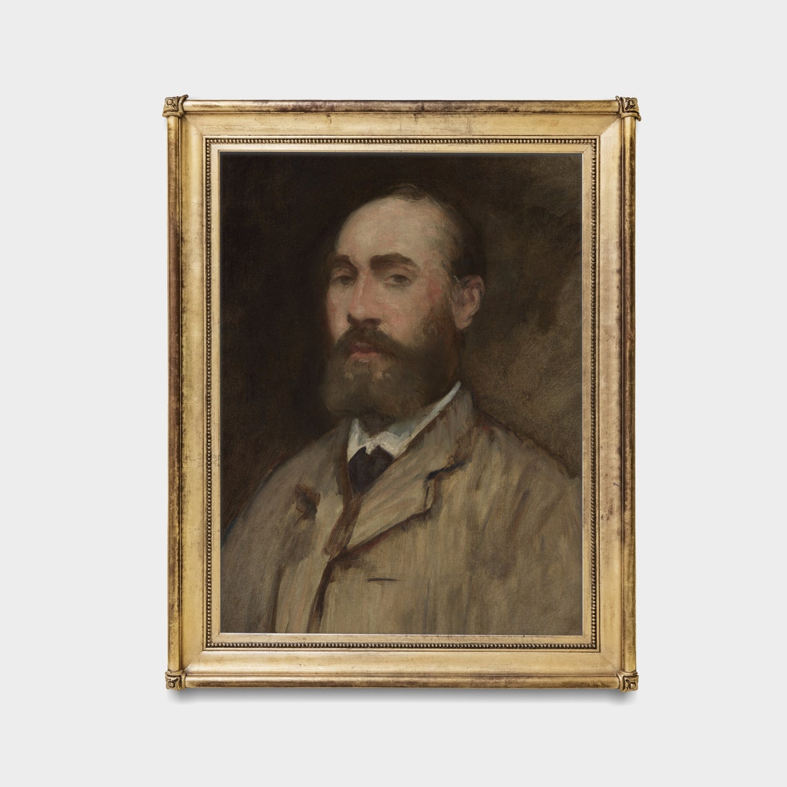 Bearded Gentleman in Tan Jacket Antique Moody Portrait Painting Poster - Image 4