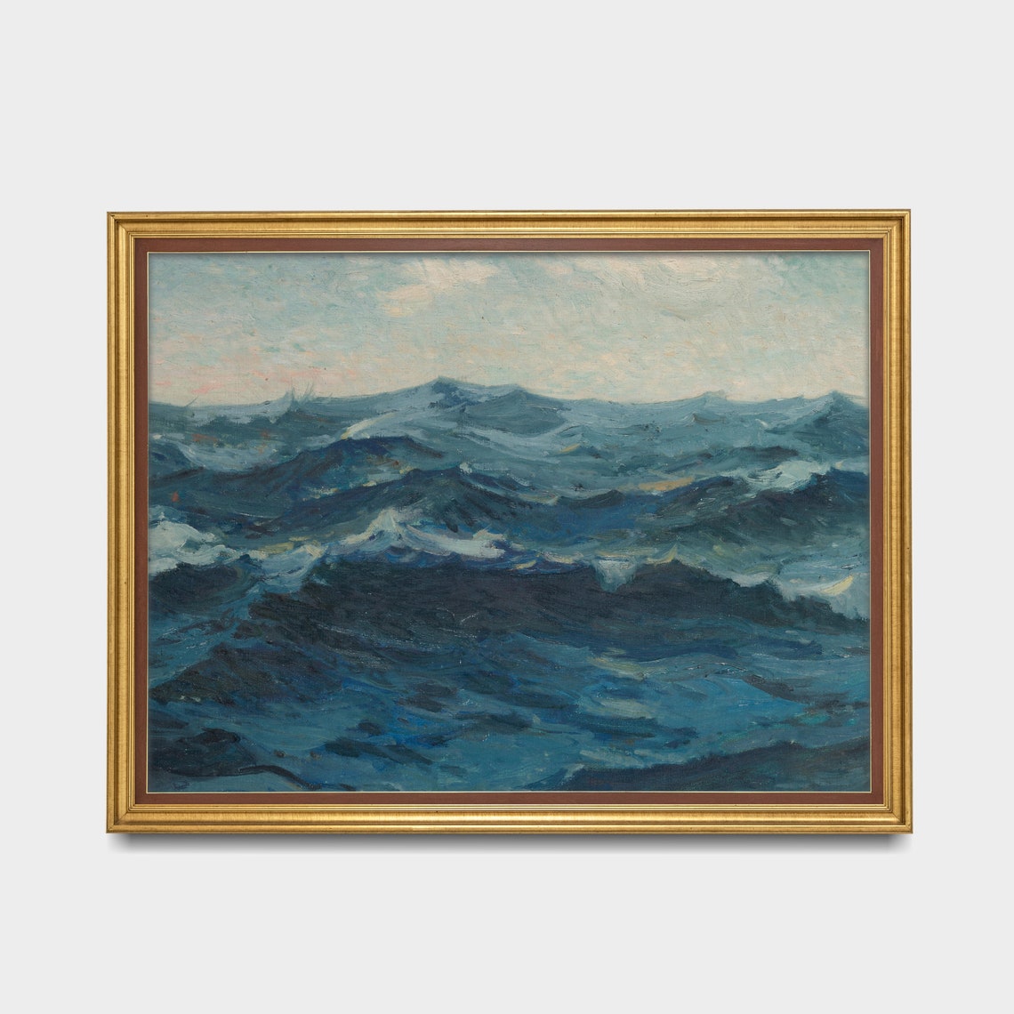 Deep Blue Churning Ocean Waves Impressionist Seascape Poster - Image 3