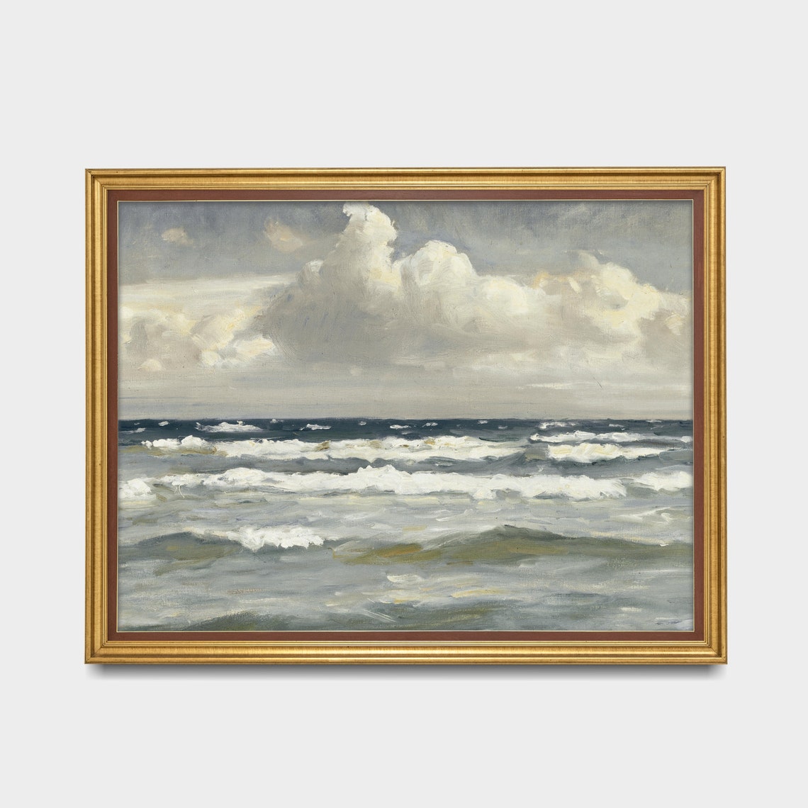 Foaming Whitecaps on the Open Sea Antique Seascape Painting Poster - Image 3