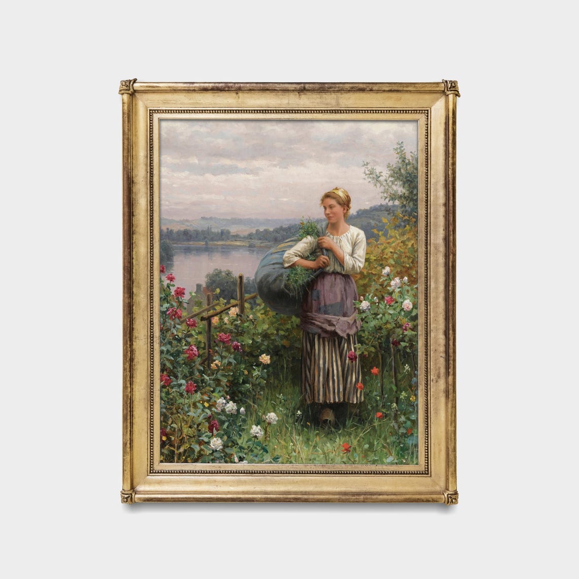 Printed And Shipped Woman In Rose Garden Vintage Portrait Painting Moody Rustic Oil Painting Victorian Female Art Physical Prints - Image 5