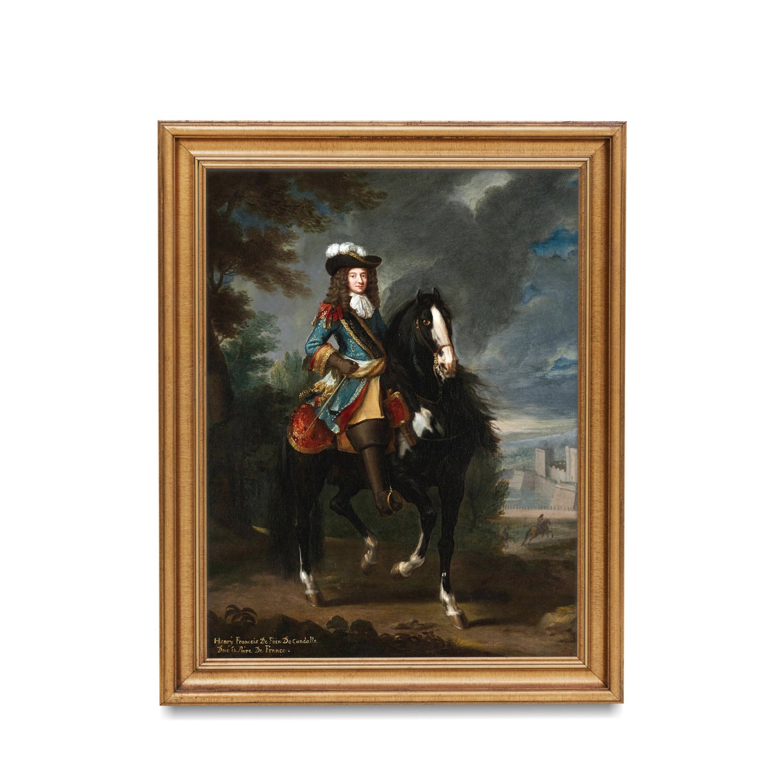Antique Nobleman on Black Horse Baroque Equestrian Portrait Poster - Image 3