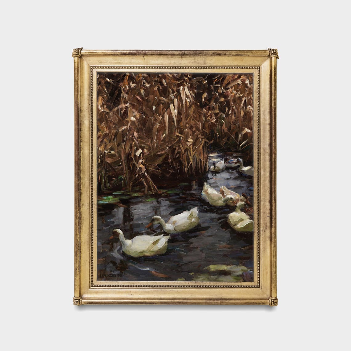 Alexander Koester White Ducks among Autumn Reeds Vintage Poster - Image 5