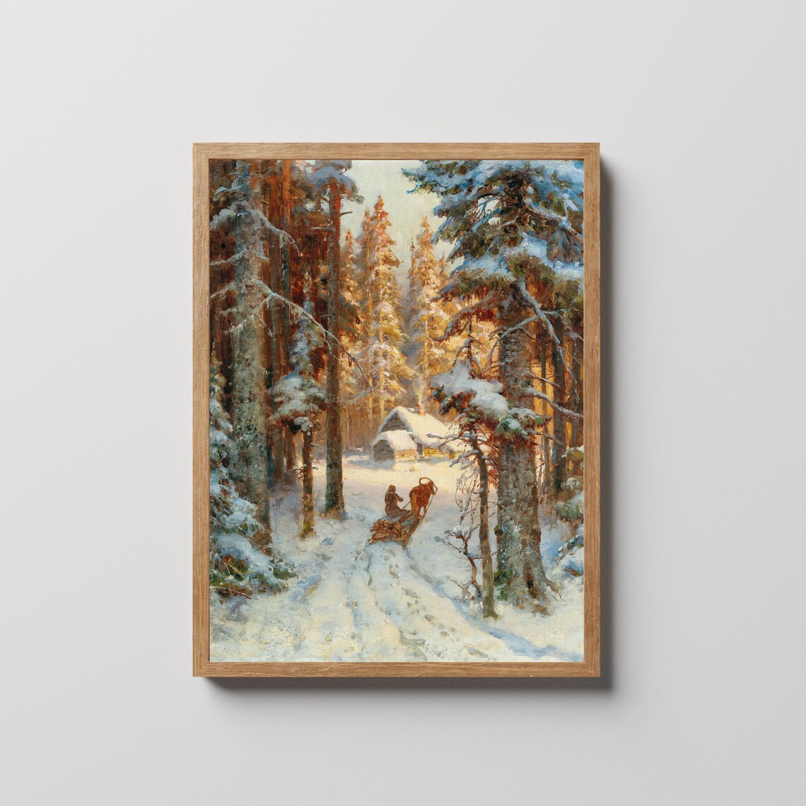 Winter Snowy Forest Vintage Oil Painting, Christmas Art Print - Image 3