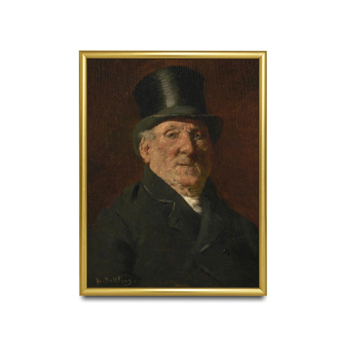 Victorian Gentleman Top Hat Moody Antique Portrait Poster Art - Image 2