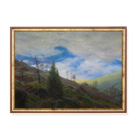 Printed And Shipped Vintage Landscape Painting Antique Country Landscape Rustic Mountain Print Farmhouse Decor Physical Prints