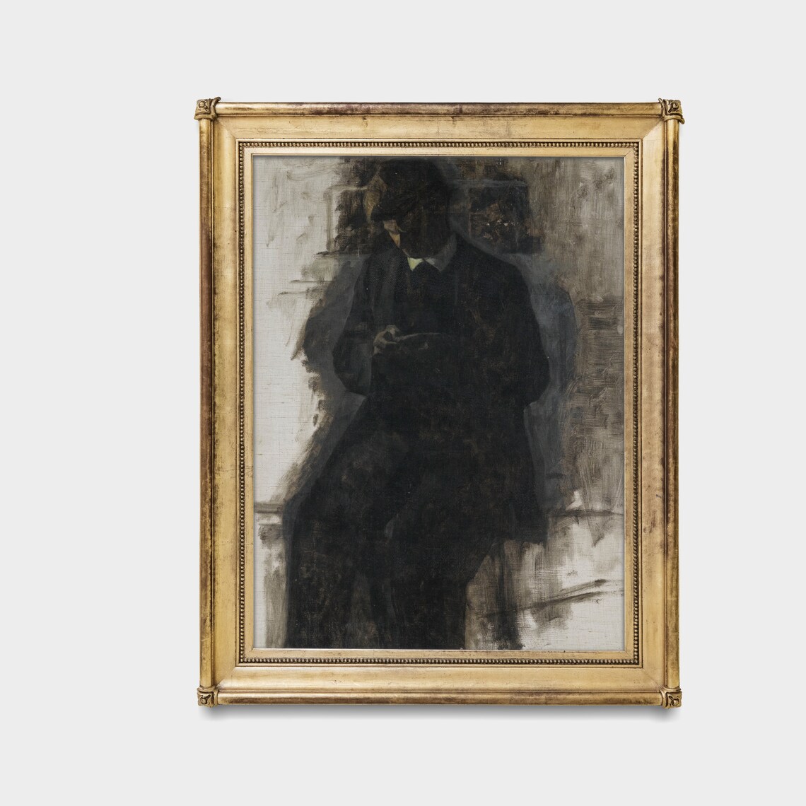 Dark Silhouette of a Man Reading a Letter Moody Portrait Poster - Image 3