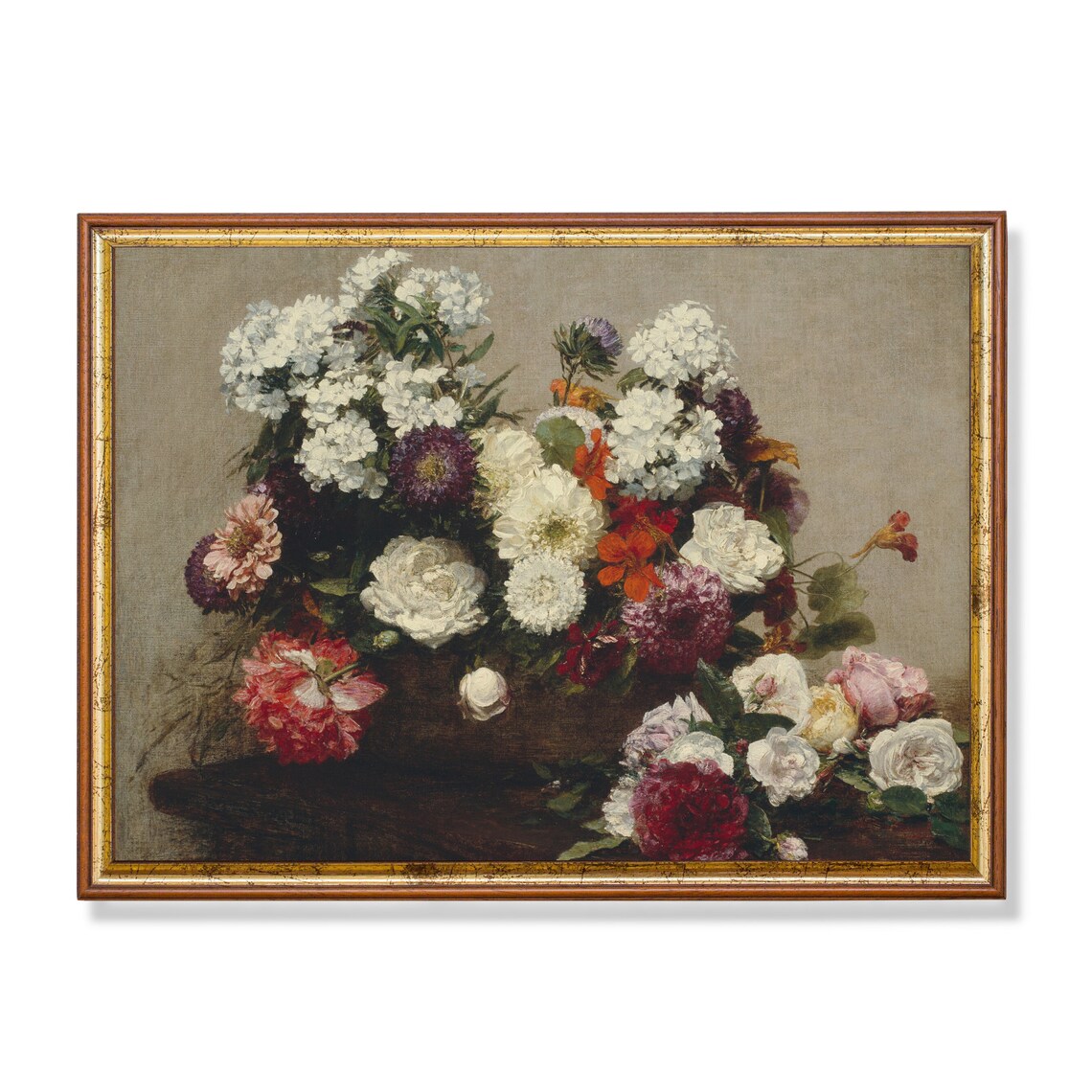 Vintage Garden Bouquet Floral Still Life Oil Painting Poster