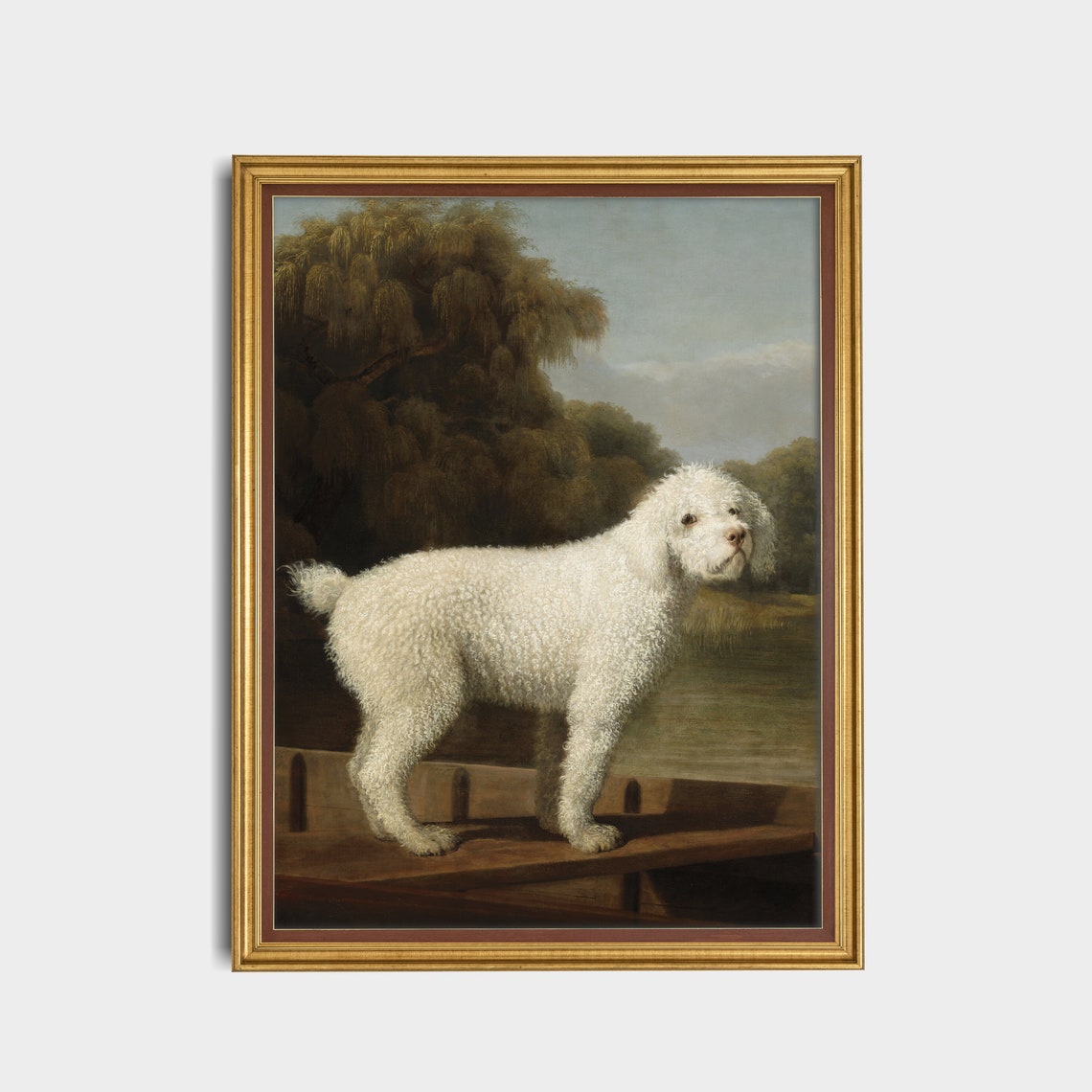 White Poodle Standing in a Punt Classic English Dog Portrait Poster - Image 5