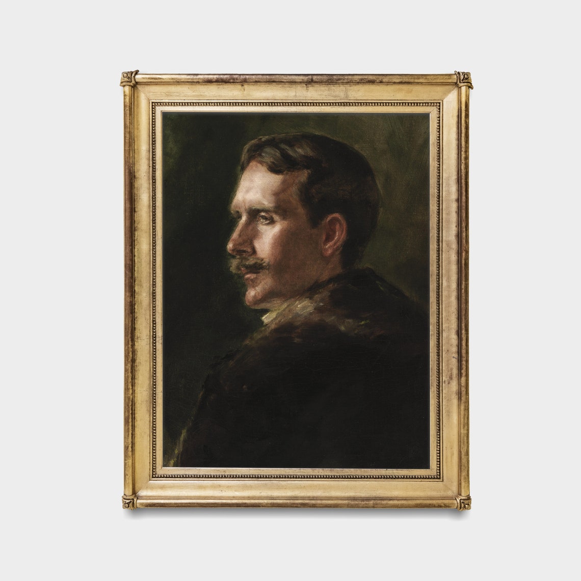 Moody Vintage Gentleman Portrait With Mustache Dark Art Poster - Image 4