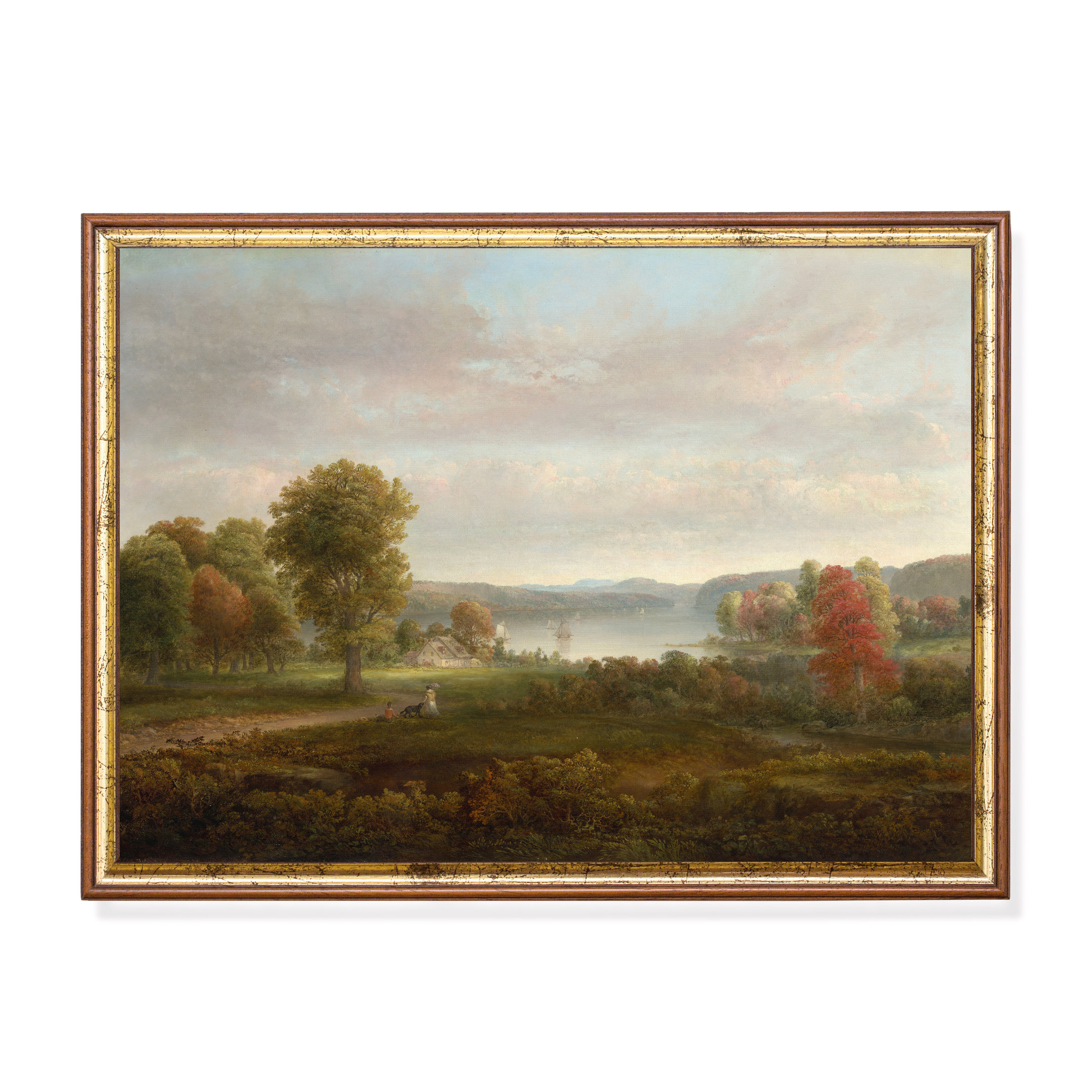 Vintage Fall Landscape, Rustic Farmhouse Art Print