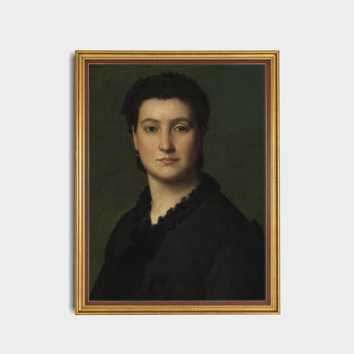 Vintage Portrait Painting Antique Woman Portrait Moody Rustic Print Wall Art Fine Art Oil Painting - Image 2