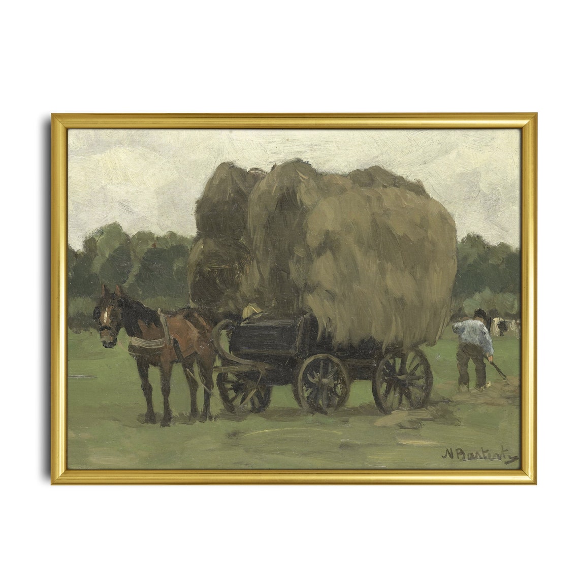 Vintage Landscape Painting Antique Country Landscape Instant Wall Art Farmhouse Decor Oil Painting Fine Print