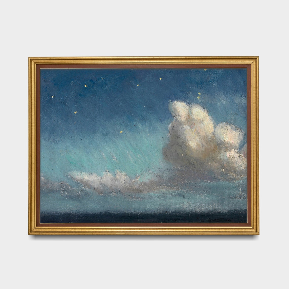 Printed And Shipped Vintage Moonlight Painting Antique Clouds Print Moody Rustic Fine Artwork Farmhouse Decor Physical Prints - Image 3