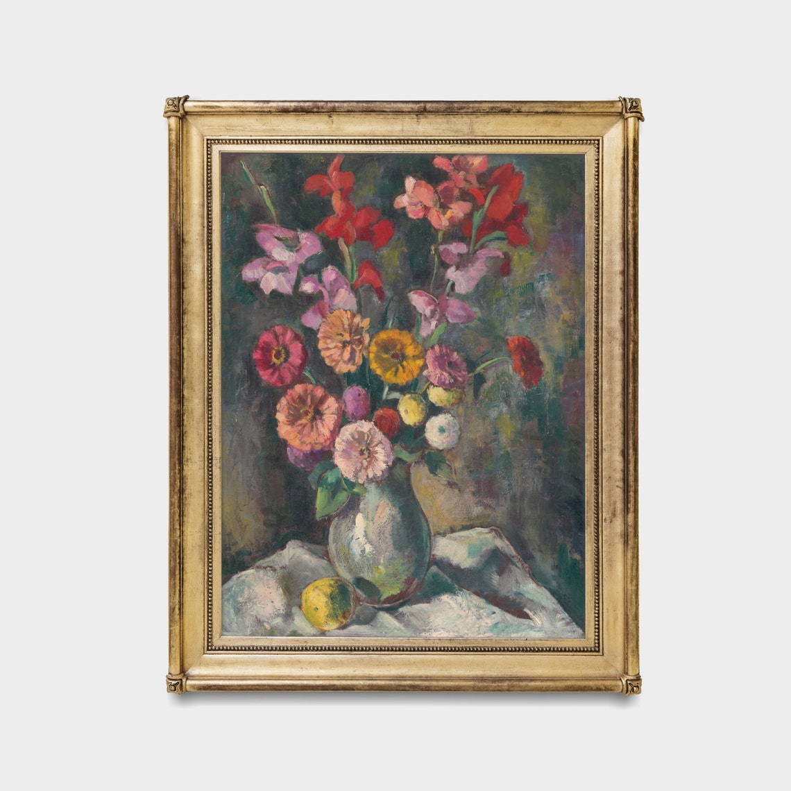 Vintage Still Life With Flowers Antique Floral Painting Farmhouse Decor Wall Art Oil Painting Print - Image 3