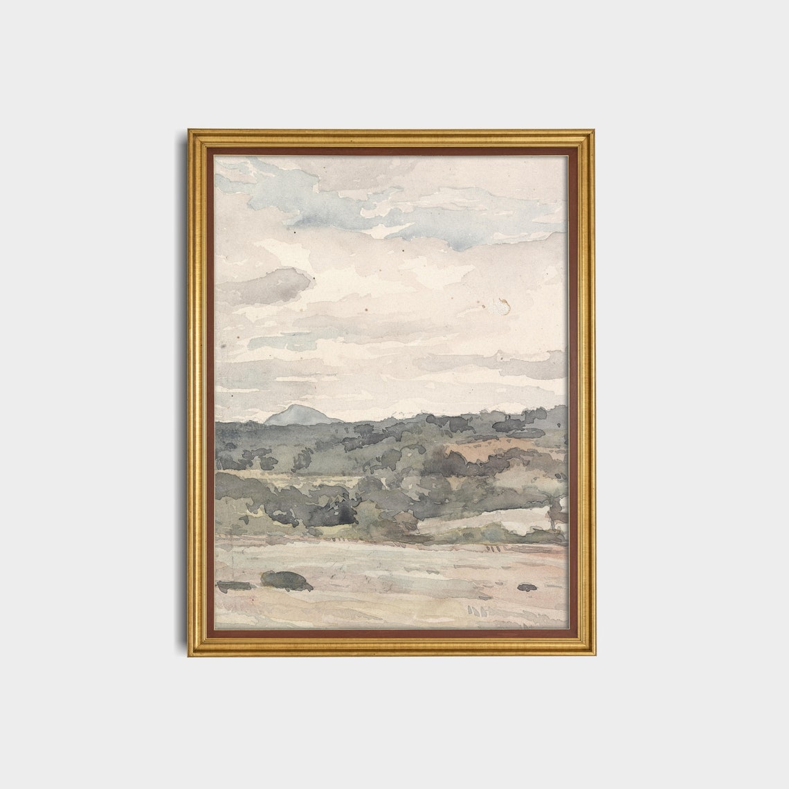 Soft Watercolor Hills with Distant Mountain Neutral Art Poster - Image 3