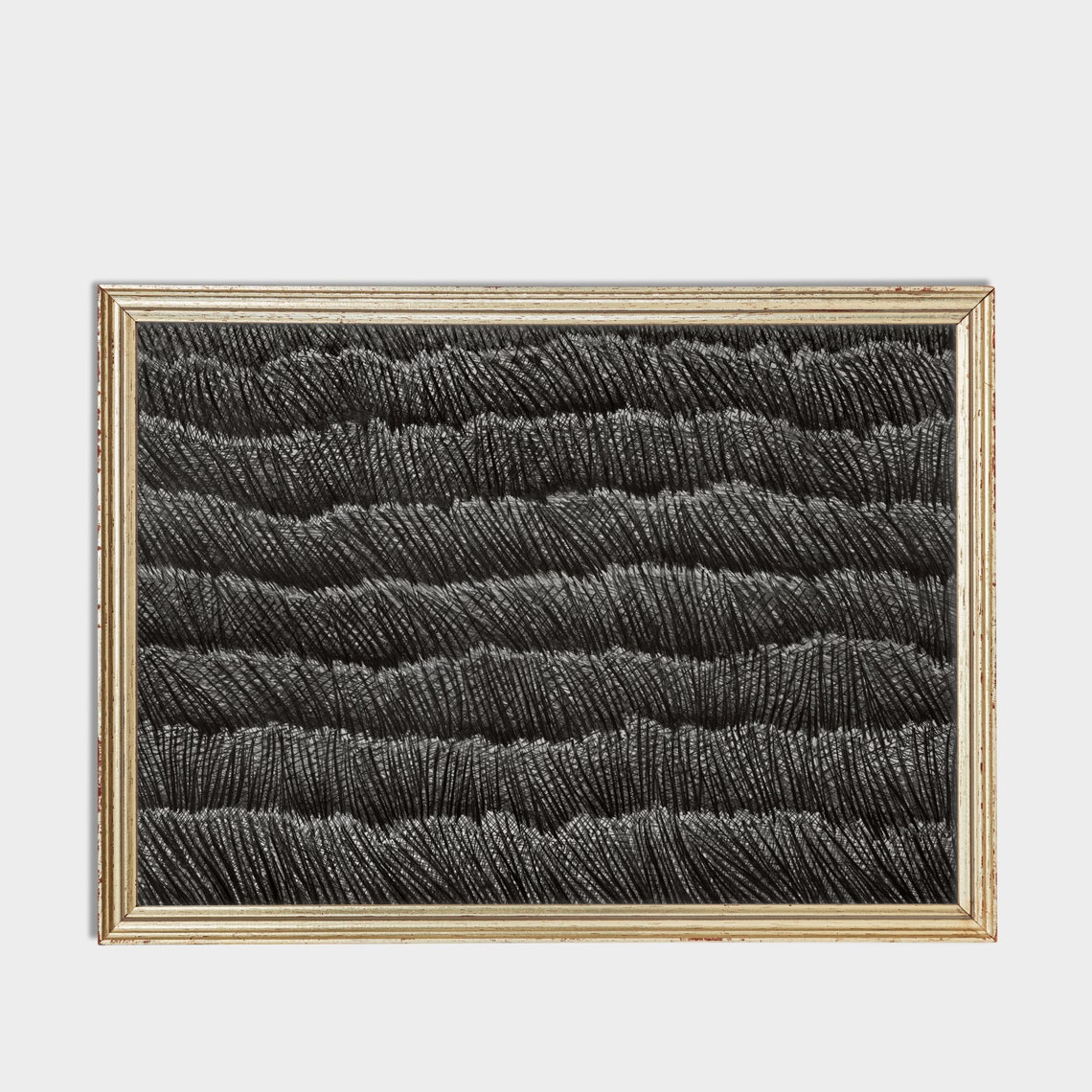 Monochrome Waves Abstract Textured Black and White Art Poster - Image 2