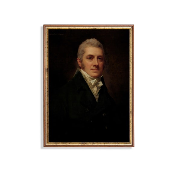 Printed And Shipped Vintage Gentleman Portrait Antique Man Portrait Moody Rustic Oil Painting Print Dark Academia Mailed Print
