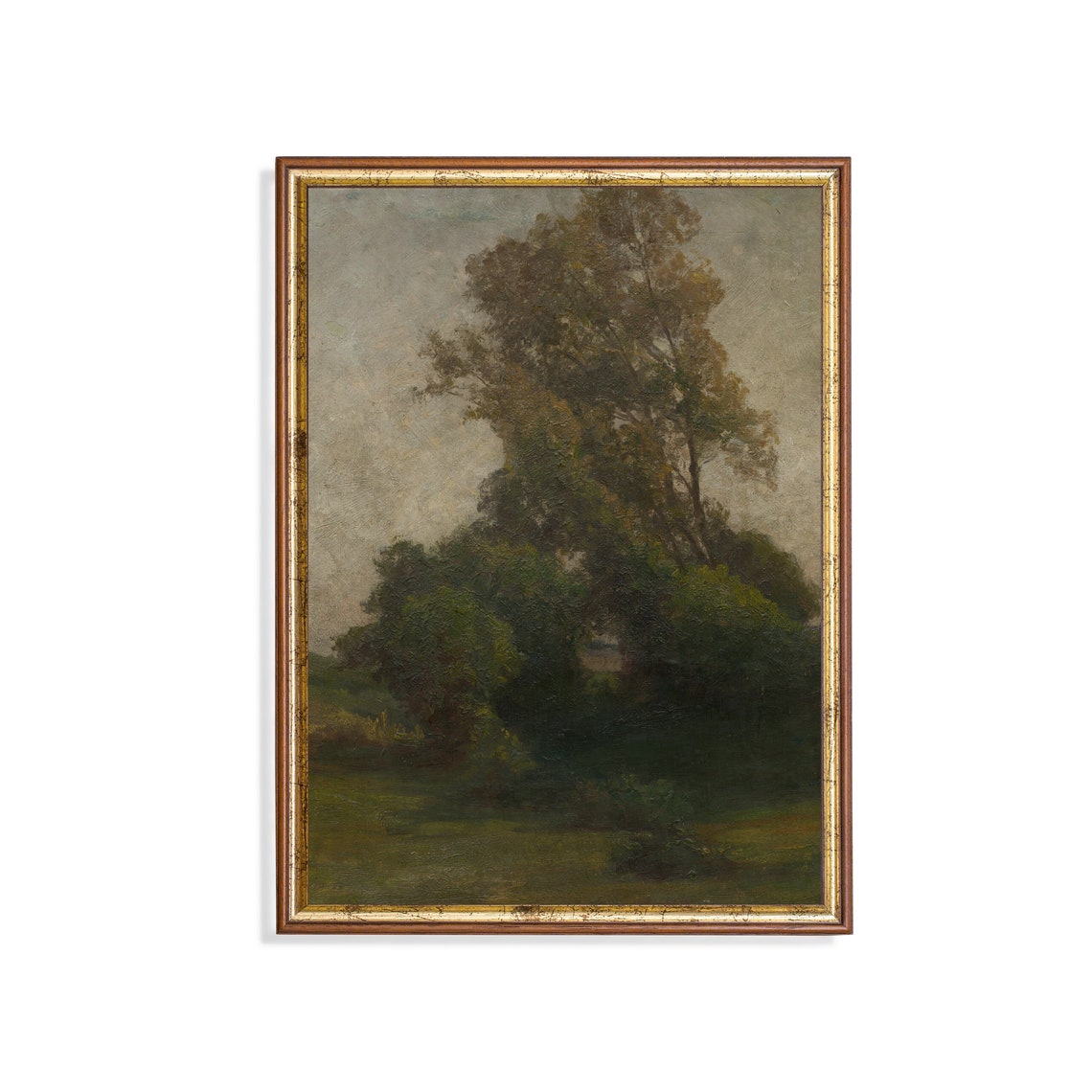Moody Tonalist Painting of Dark Trees at Dusk Twilight Art Poster