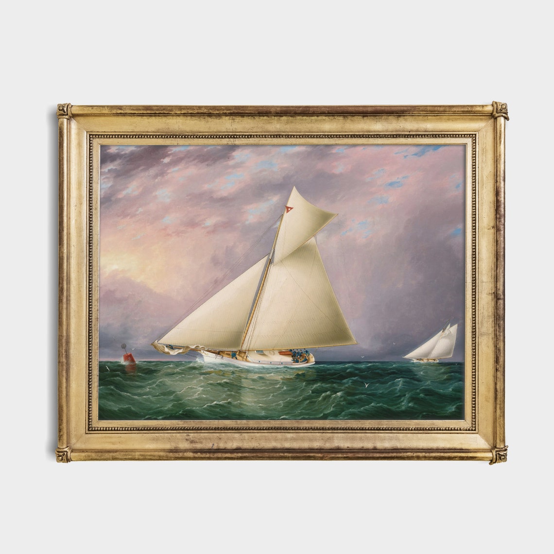 Racing Sailing Yachts On Choppy Waters Vintage Marine Poster - Image 4