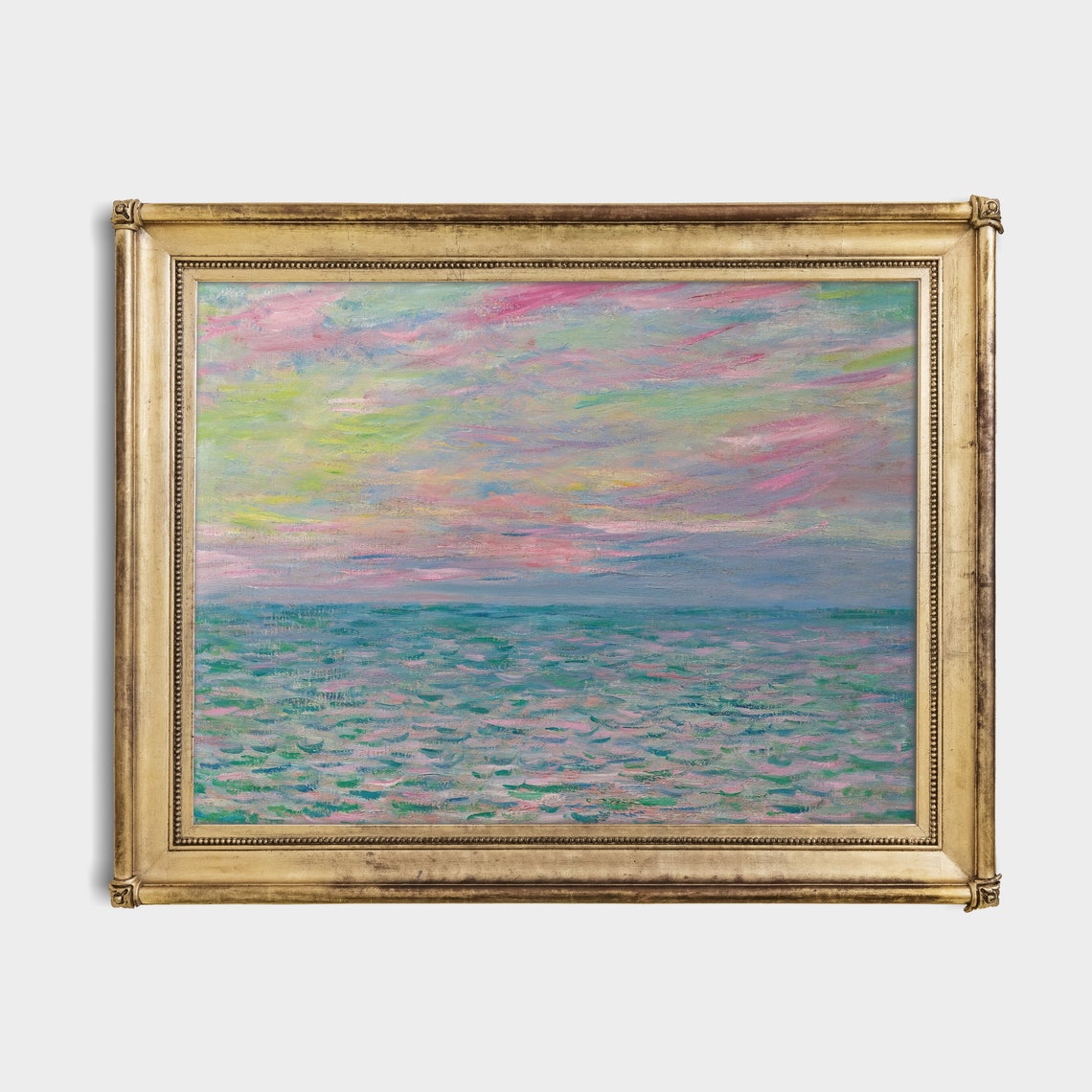 Pastel Seascape at Sunset Impressionist Ocean Sky Painting Poster - Image 2