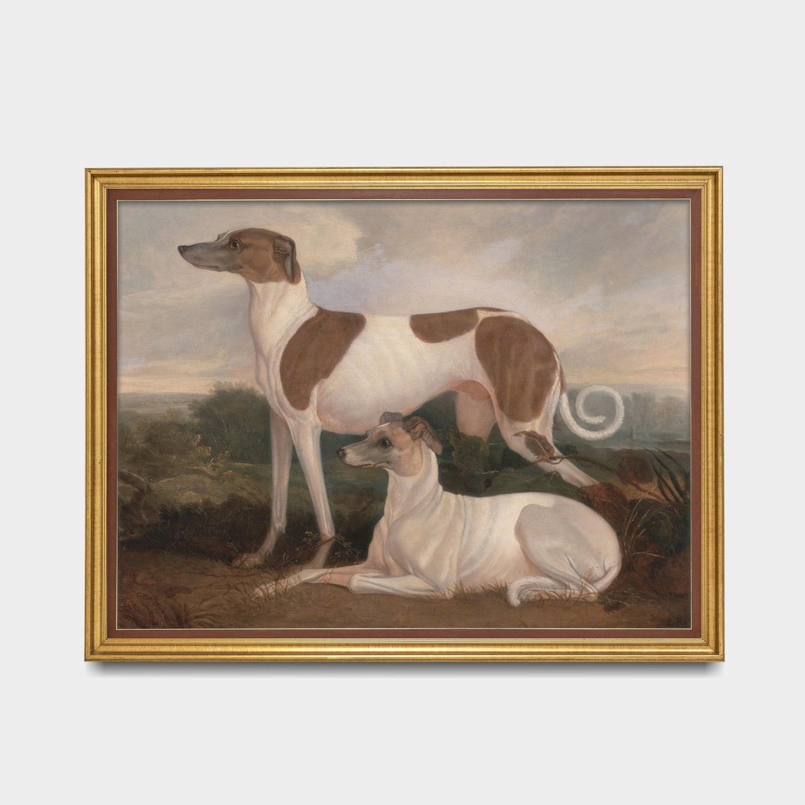 Vintage Dogs Painting Antique Animal Art Moody Painting Farmhouse Decor Wall Art 18th Century Art - Image 3