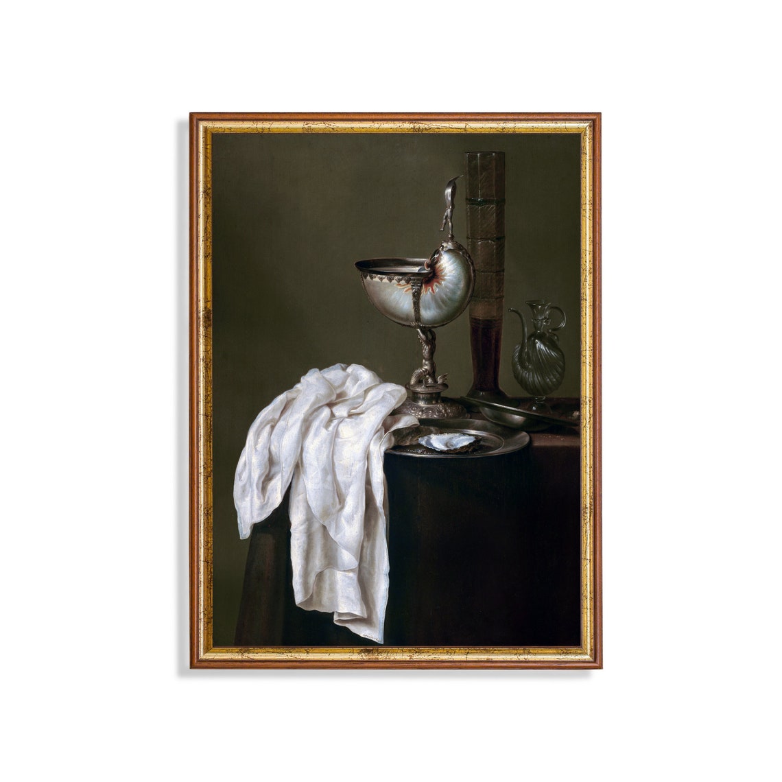 Dutch Golden Age Style Still Life With Nautilus Cup Vintage Poster