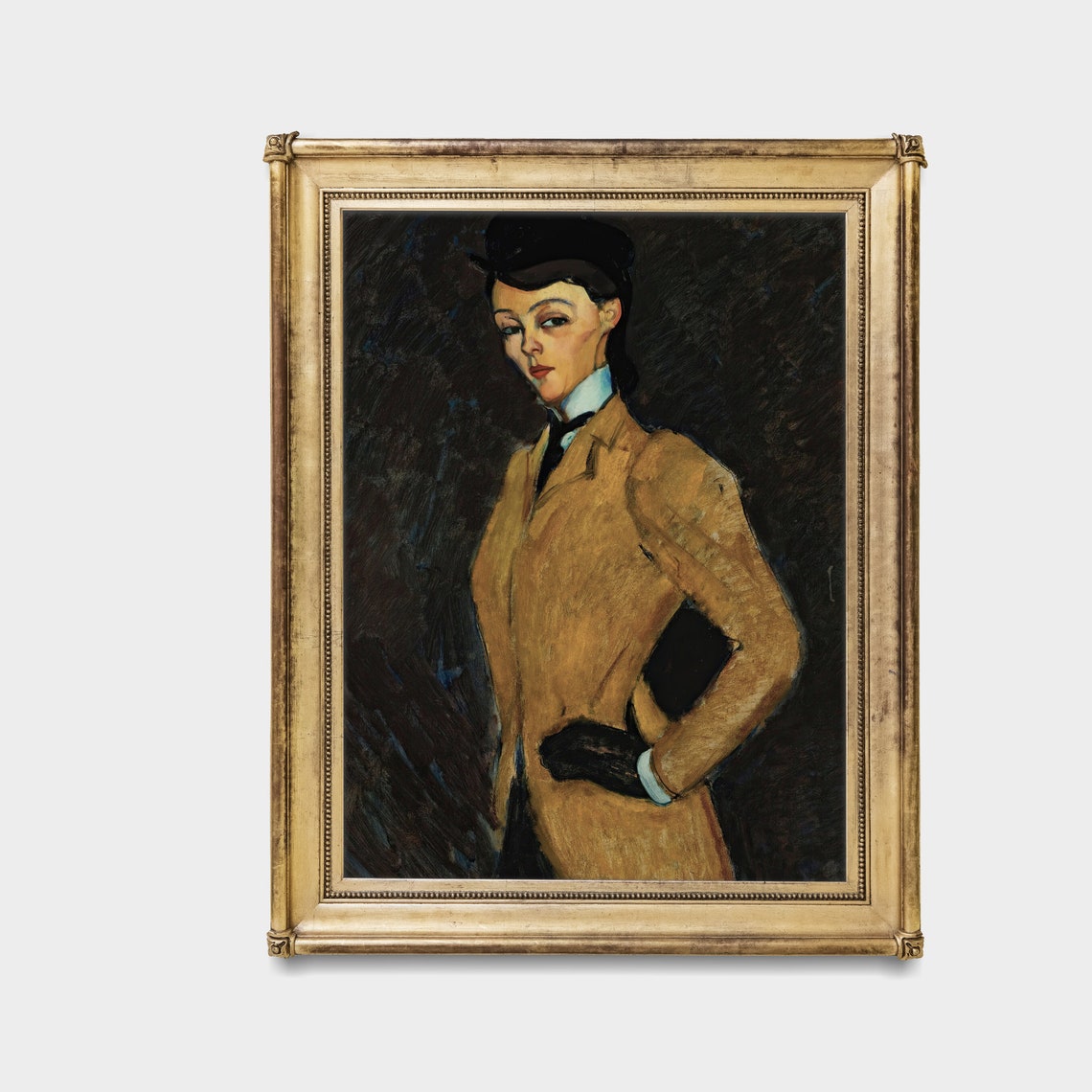 Woman in Riding Jacket and Black Hat Modernist Portrait Poster - Image 3