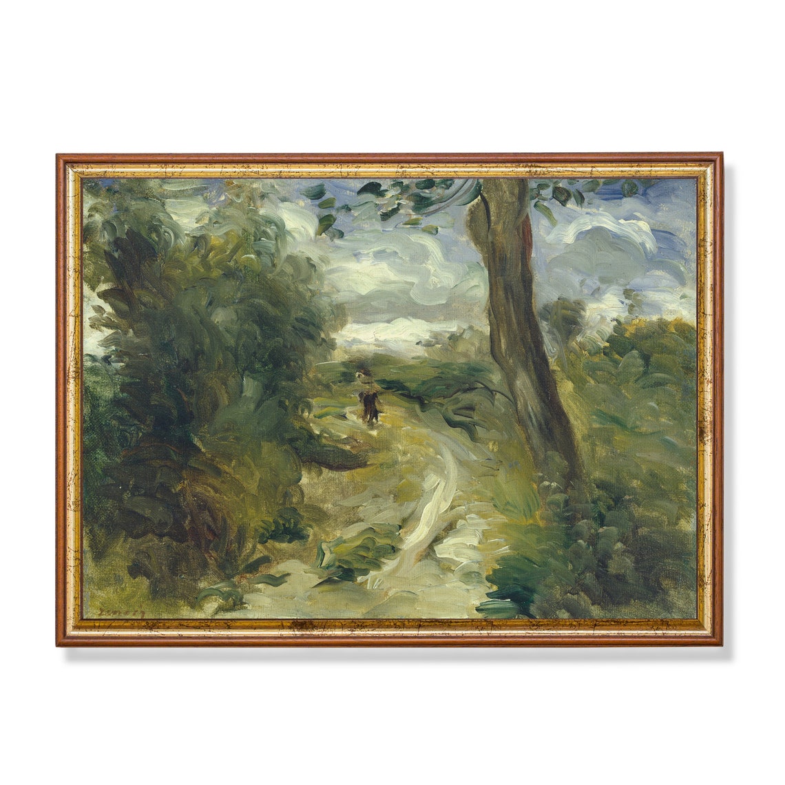 Sunlit Country Path Through Trees Impressionist Landscape Art Poster