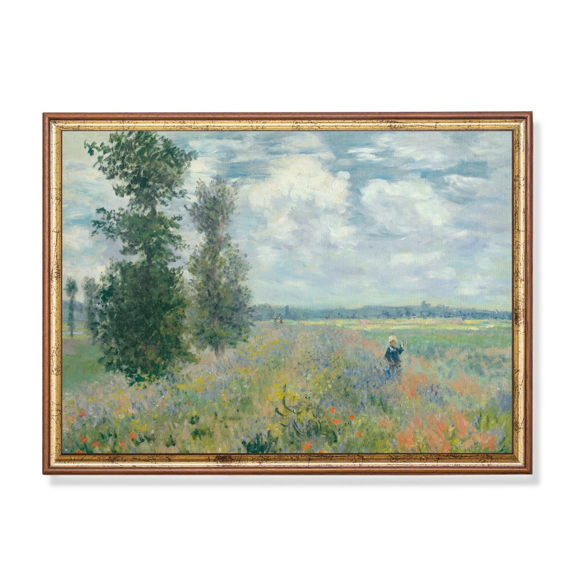 Wildflower Meadow with Poppies Impressionist Landscape Painting Poster