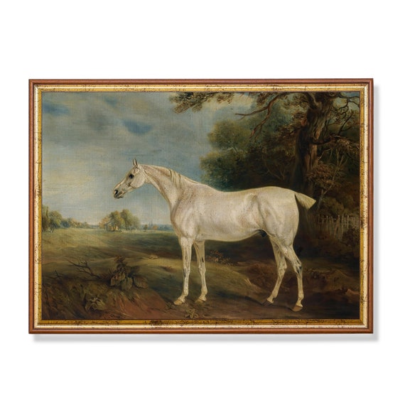 Mailed Print Vintage Horse Painting Antique Equestrian Print Moody Rustic Oil Painting Horse Lover Gift Printed And Shipped