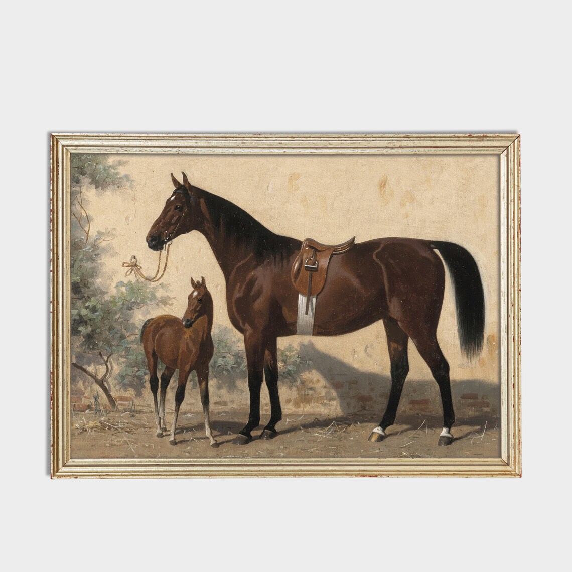 Vintage Horse Painting, Rustic Equestrian Art Print - Image 2