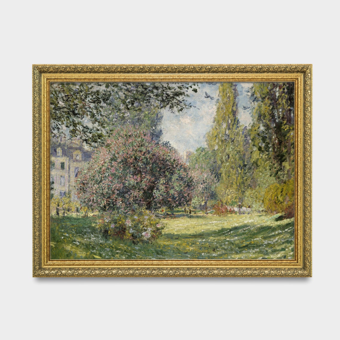 Sun Dappled Garden with Blooming Lilacs Impressionist Landscape Poster - Image 2
