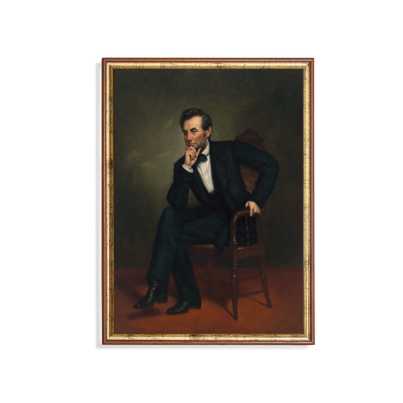 Print And Ship Vintage Gentleman Portrait Antique Man Portrait Mailed Print Oil Painting Print Moody Rustic Art Abraham Lincoln